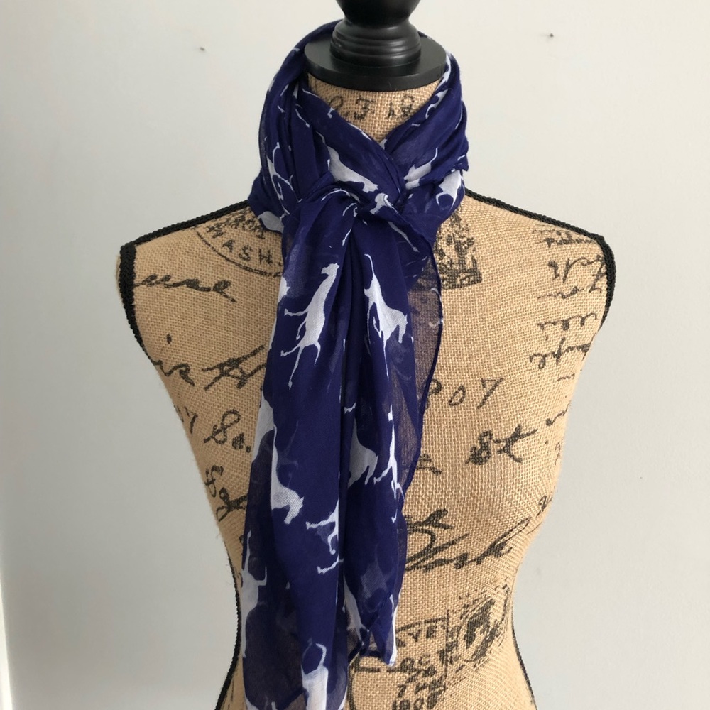 Scarf with horse pattern - Blue